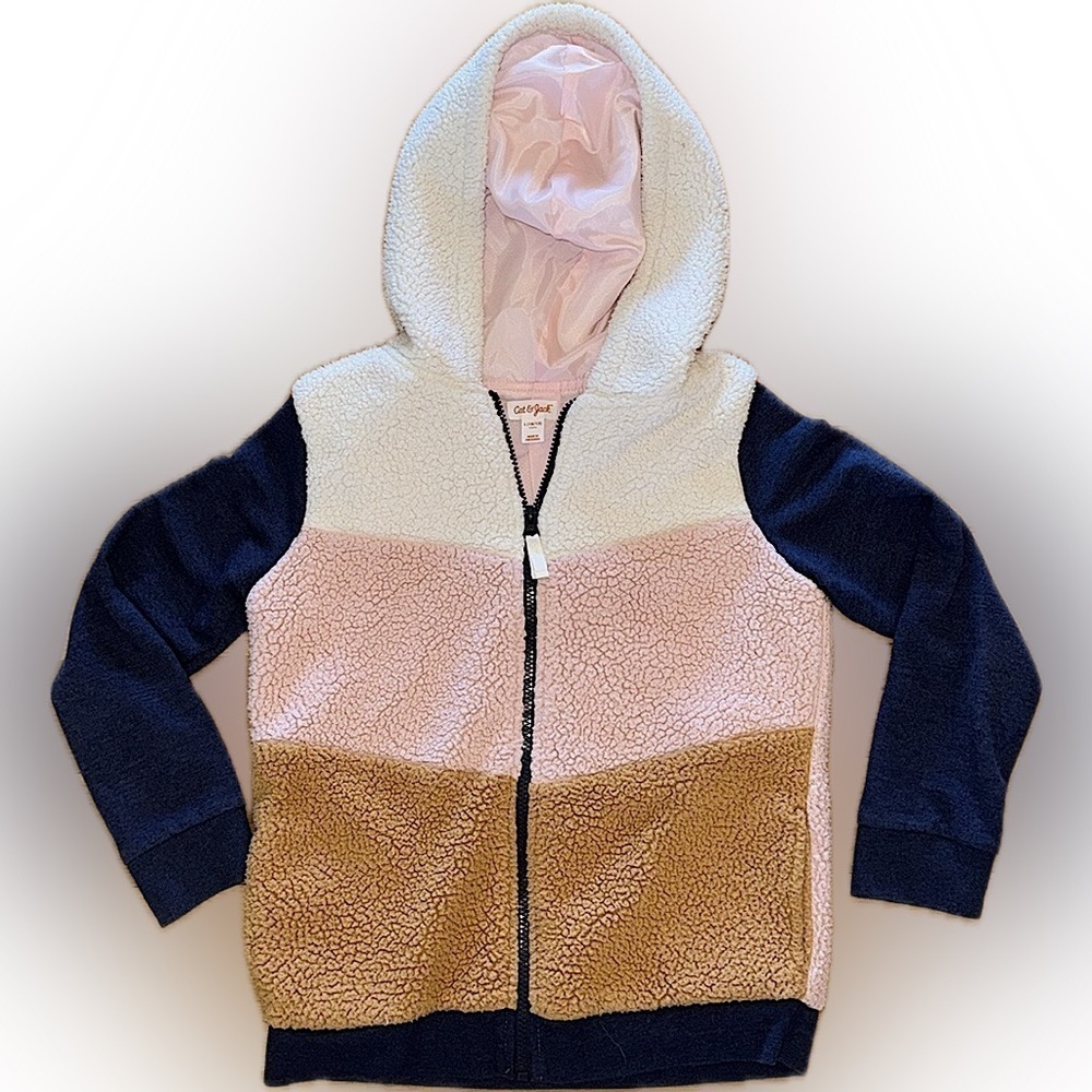 Cat & Jack Sherpa Zip Hooded Cat Jacket L 10/12